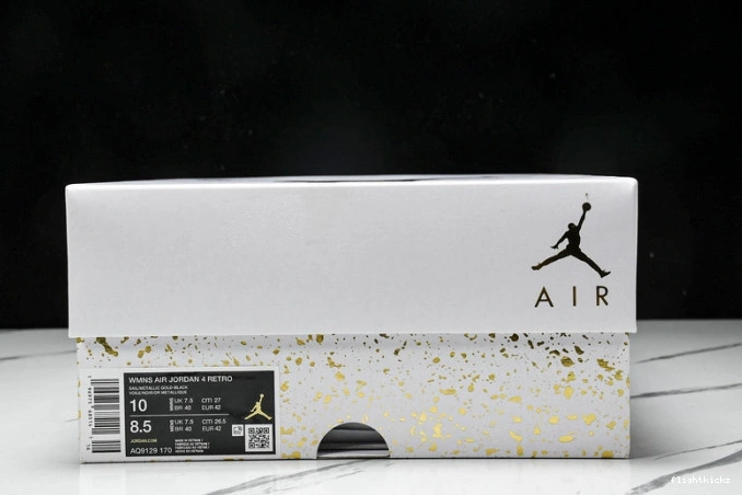 4 Retro Jordan Gold AQ9129-170 Metallic 0907